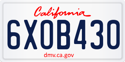 CA license plate 6XOB430