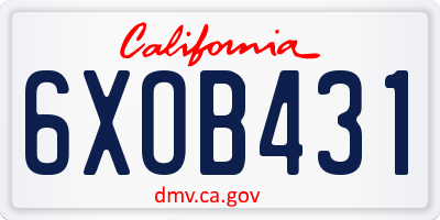 CA license plate 6XOB431