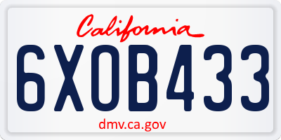 CA license plate 6XOB433