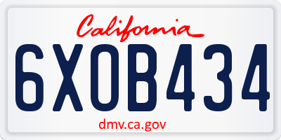 CA license plate 6XOB434