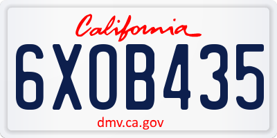 CA license plate 6XOB435