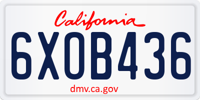 CA license plate 6XOB436