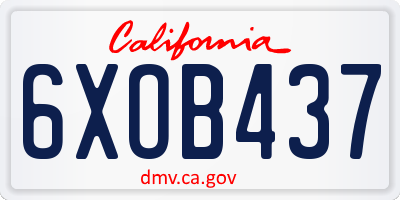 CA license plate 6XOB437