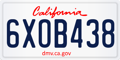 CA license plate 6XOB438