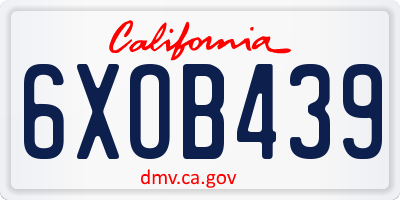 CA license plate 6XOB439