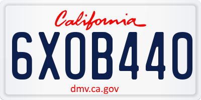 CA license plate 6XOB440