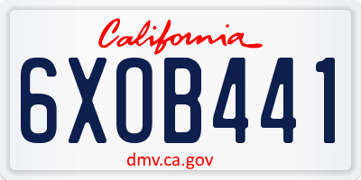 CA license plate 6XOB441