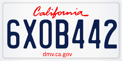 CA license plate 6XOB442