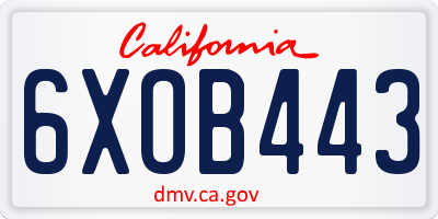 CA license plate 6XOB443