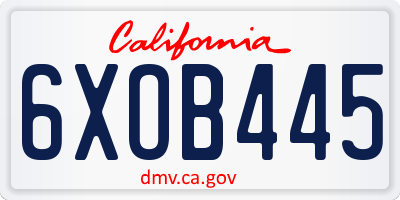 CA license plate 6XOB445