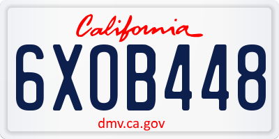 CA license plate 6XOB448