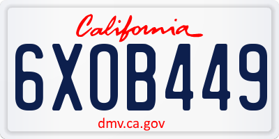 CA license plate 6XOB449