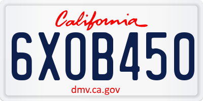 CA license plate 6XOB450