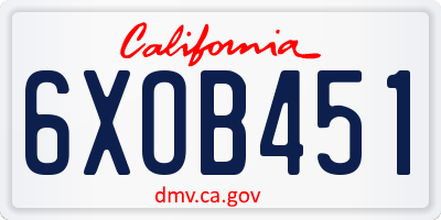CA license plate 6XOB451