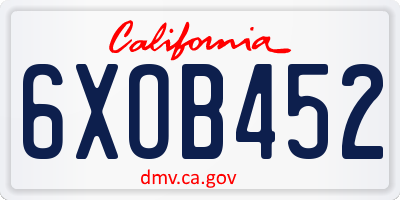 CA license plate 6XOB452