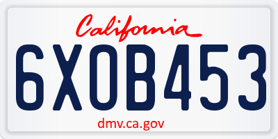 CA license plate 6XOB453