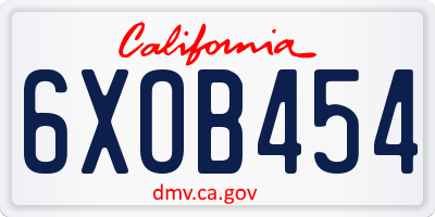 CA license plate 6XOB454