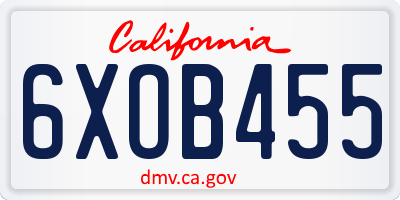 CA license plate 6XOB455