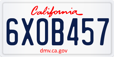 CA license plate 6XOB457
