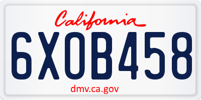 CA license plate 6XOB458