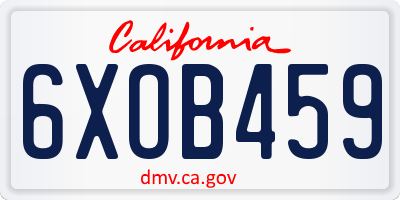 CA license plate 6XOB459