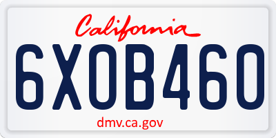 CA license plate 6XOB460