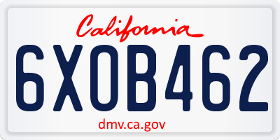 CA license plate 6XOB462