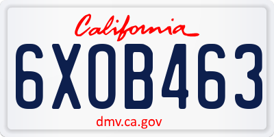 CA license plate 6XOB463