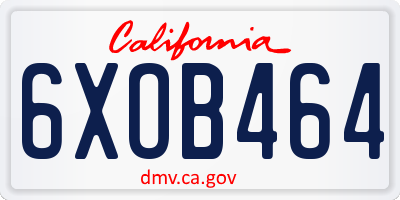 CA license plate 6XOB464
