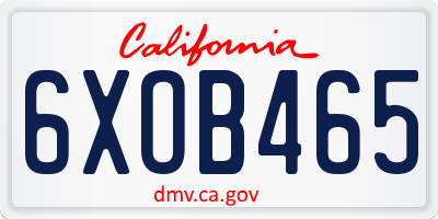 CA license plate 6XOB465