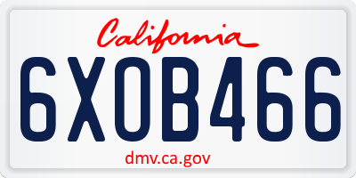 CA license plate 6XOB466
