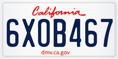 CA license plate 6XOB467