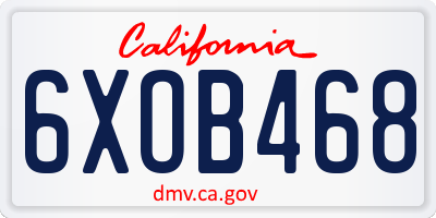 CA license plate 6XOB468