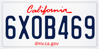 CA license plate 6XOB469