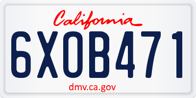CA license plate 6XOB471