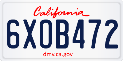 CA license plate 6XOB472
