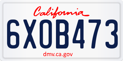 CA license plate 6XOB473