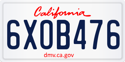 CA license plate 6XOB476