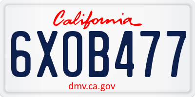 CA license plate 6XOB477