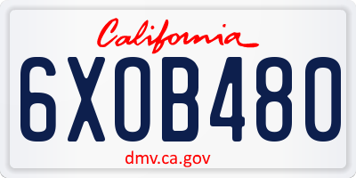 CA license plate 6XOB480