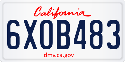 CA license plate 6XOB483