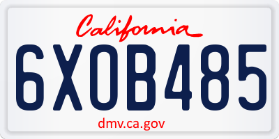 CA license plate 6XOB485