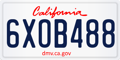 CA license plate 6XOB488