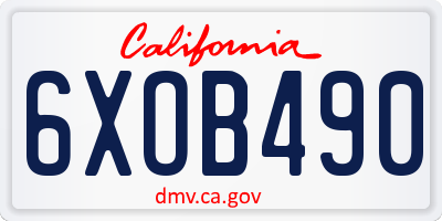 CA license plate 6XOB490