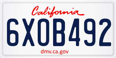 CA license plate 6XOB492