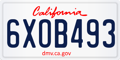 CA license plate 6XOB493