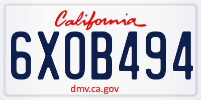 CA license plate 6XOB494