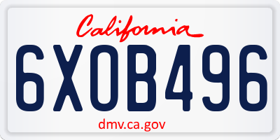 CA license plate 6XOB496