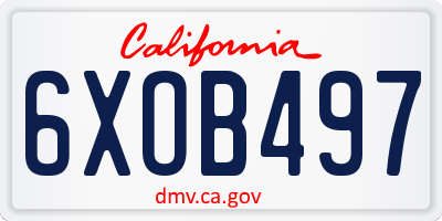 CA license plate 6XOB497