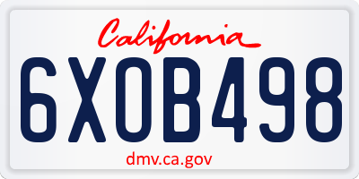 CA license plate 6XOB498